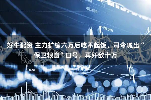 好牛配资 主力扩编六万后吃不起饭，司令喊出“保卫粮食”口号，再歼敌十万